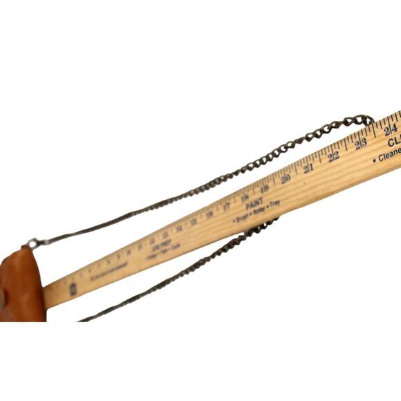 Roots TAN BROWN GENUINE LEATHER CHAIN FLAP X-BODY SHOULDER BAG MINI PURSE CLUTCH - Picture 14 of 15